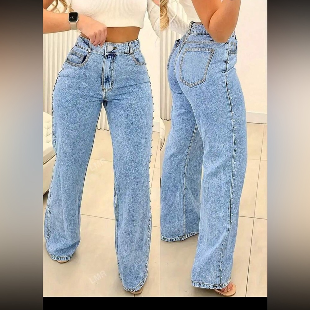 Women Side studded Straight leg Jean